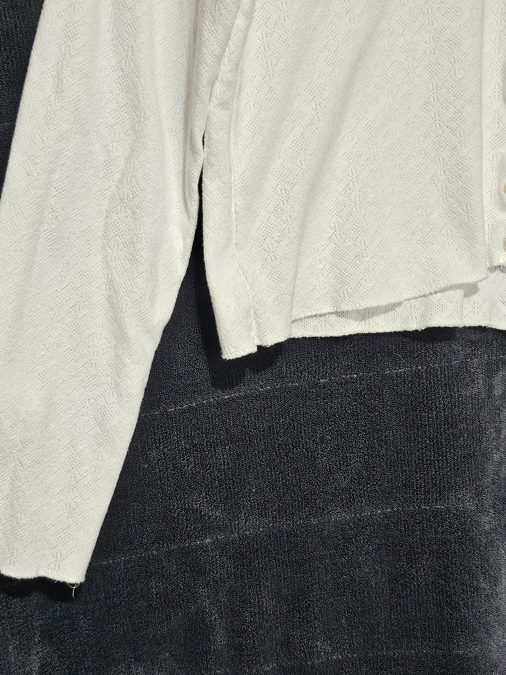 Abercrombie & Fitch Vintage 90s Y2K White Pointelle Cropped Cardigan - M - Picture 5 of 6